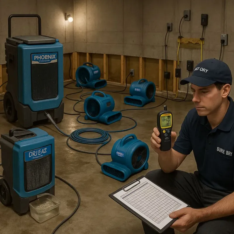 Structural Drying and Dehumidification process in Granbury, TX